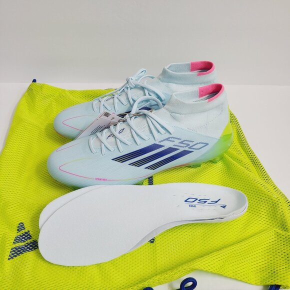 NEW Adidas Womens F50 Elite Mid FG Soccer Cleats IH0115 Size 8.5 Blue - Picture 1 of 8